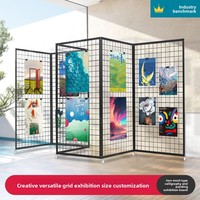 Support d'exposition pliable en alliage d'aluminium avec grille en fer pour exposition d'art et œuvres d'art de maternelle, design octogonal mobile en forme de prisme