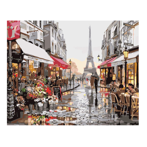 Meilleure vente Fairy Street près de la tour Eiffel bricolage par numéro peinture mur Art peinture décorative sur toile - Product Image 1