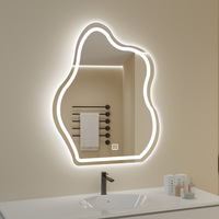Miroir de salle de bain en aluminium de style nordique avec éclairage LED à induction, écran tactile anti-buée, miroir intelligent créatif