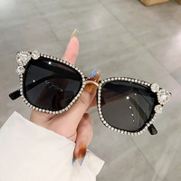 Lunettes de soleil œil de chat 2065B UV400 orange et blanc, ornées de diamants, tendance européenne et américaine