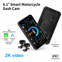 Navegador GPS para Motocicleta de 6.1 Pulgadas con DVR, CarPlay, Android Auto, TPMS, Cámara Dual 2K, Monitor de Presión de Neumáticos, Sistema de Navegación para Moto, Sistema BSD