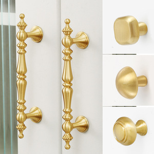 Nordic <b>light</b> luxury <b>cabinet</b> door brass handle wardrobe door French <b>cabinet</b> drawer furniture golden door pull handle - Product Image 3