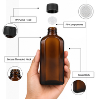 Vente en gros de flacons en verre ambré plats pour huiles essentielles, huiles médicales, huiles d'olive, 50 ml, 100 ml, 150 ml, étiquettes personnalisées, faible MOQ