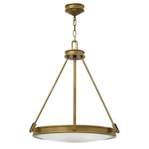 Lustre rond en verre et laiton |   Éclairage industriel rétro pour les espaces publics des hôtels et les intérieurs classiques - Product Image 1