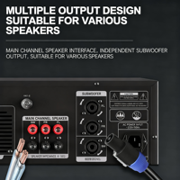 Amplificateur Karaoké AV-208 3 Canaux 150W*3 avec Double Micro Sans Fil, Contrôle Vocal, Bluetooth, Optique et Coaxial – Amplificateur Commercial pour KTV