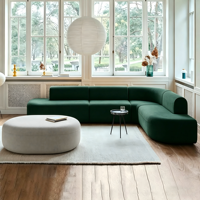 Canapé sectionnel double face à trois places de style décontracté avec cadre en bois massif créatif pour hall d'hôtel