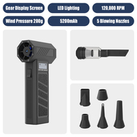Ventilateur turbo 2 en 1, aspiration et soufflage, 120 000 tr/min, ventilateur puissant, souffleur électrique, dépoussiéreur et aspirateur, lumière LED intégrée avec boîte
