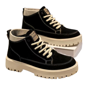 Zapatos de Hombre Whale Will, Nuevos, Estilo Británico Otoñal, Botas de Trabajo Retro de Caña Alta, con Cordones, de Malla, Casuales, Combinables con Todo, de Color Sólido - Product Image 2