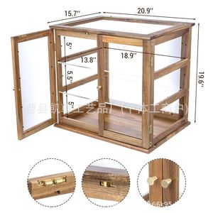 กล่องเก็บขนมปังไม้สองชั้น ฝาครอบอะคริลิคไม้ไผ่ ชั้นวางโชว์เบเกอรี่ - Product Image 3