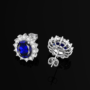 Оптовая продажа, роскошные свадебные ювелирные изделия, 925 стерлингового серебра, сапфировое кольцо, серьги-подвески для женщин, свадебные украшения - Product Image 4