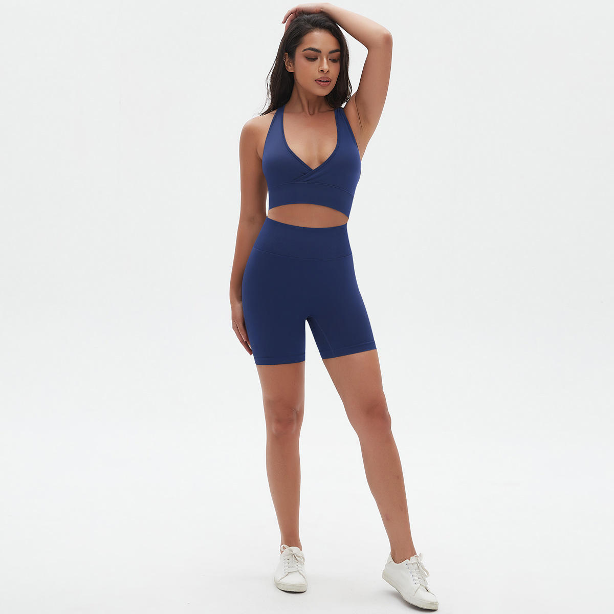 6666 Cross Bra Shorts Set - Moonlight White