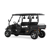 Voiturette de golf électrique surélevée 6 places, 4 sièges orientés vers l'avant, 2 vers l'arrière, toit rigide, pare-brise, tout-terrain, certifiée CEE, autonomie 70-90 km, 2 roues motrices
