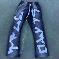 Fabricant de vêtements Pantalon baggy personnalisé pour hommes Écussons de broderie Pantalons de survêtement empilés lavés à l'acide pour hommes