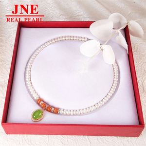 Cadeau pour la fête des mères, perle d'eau douce naturelle avec incrustation d'argent, pendentif en jade naturel de Hotan, lumière intense, légèrement imparfait, 7-8 - Product Image 1