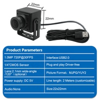 Objectif de carte 22*22mm 0.01Lux, 2.1mm, 120° °   Caméra USB MINI UVC grand angle 720P 30fps pour ATM et kiosque