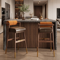Tabourets de bar modernes pour îlot de cuisine, design italien, chaise haute en bois massif, tabouret de comptoir rembourré en velours pour café, pub, restaurant