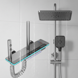 Ensemble <span class=keywords><strong>de</strong></span> douche mural thermostatique en laiton <span class=keywords><strong>de</strong></span> style moderne avec compteur <span class=keywords><strong>d</strong></span>'<span class=keywords><strong>eau</strong></span> numérique, jet pluie, robinets <span class=keywords><strong>de</strong></span> salle <span class=keywords><strong>de</strong></span> bain à génération <span class=keywords><strong>d</strong></span>'énergie 5 - Product Image 3