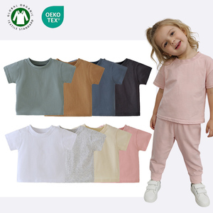 Hızlı teslimat beyaz düz % 100% organik pamuk boy gevşek Fit kısa kollu bebek T shirt - Product Image 1