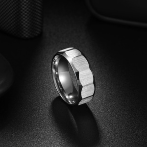 Gran oferta de joyería de acero inoxidable al por mayor Hip Hop <span class=keywords><strong>Punk</strong></span> diseño geométrico esmerilado pareja anillo Unisex - Product Image 3