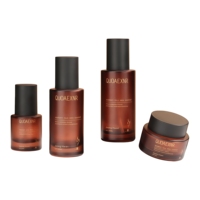 Matte Bernsteinfarbene Glasflasche für Essenzen, mit Pumpe, Leere Kosmetik-Lotion-Flasche