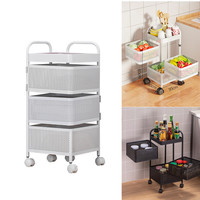 Chariot de cuisine multifonctionnel à 3 niveaux, étagère de cuisine rotative à 360 degrés support de rangement pour fruits et légumes chariot utilitaire carré de cuisine