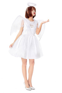 Costume Cosplay angelo bianco adulto costume intero ragazza vestito da angelo bianco con ala - Product Image 2
