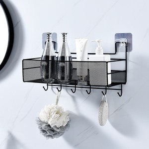 Bathroom Self Adhesive Wall Shelf Organizer Rack Iron Hanging Storage <strong>Shelving</strong> <strong>Mesh</strong> Storage Hanging Basket - Product Image 2
