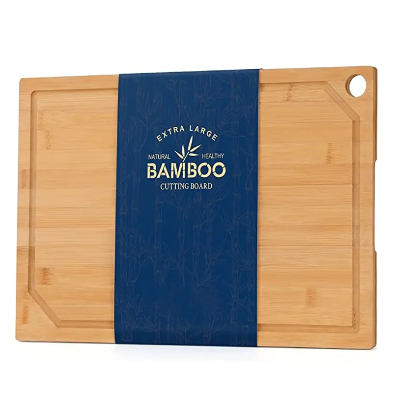 Suyu oluk ile 2023 ağır iş ahşabı kesme tahtaları 100% organik bambu 15.7 "x 11.81" büyük bambu kesme tahtası mutfak için