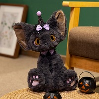 Peluche personnalisée super mignonne de chat noir allemand à poils bouclés pour Halloween, rembourrage en coton PP super doux, cadeau de Noël