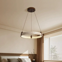 Lustre circulaire en pierre jaune style Wabi-sabi japonais, rétro, pour villa, hall médiéval, duplex, décoré de noyer