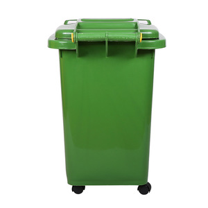 Contenedor de Basura de Plástico con Tapa Abatible, 50L, Verde, con Ruedas, para Jardín y Uso Residencial - Product Image 3