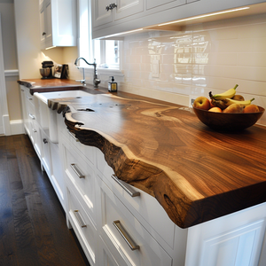 Rắn Bề Mặt Thiết Kế Hiện Đại Nhà Bếp Đảo Vanity Tops Tùy Chỉnh Thực Hiện Sống Cạnh Rắn Gỗ Bàn Ăn Phòng Tắm Hiện Đại - Product Image 1