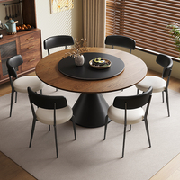 Table à manger moderne minimaliste de luxe en bois massif, rotative, écologique, style rustique, pieds en métal, pour hôtel, restaurant, meubles de maison