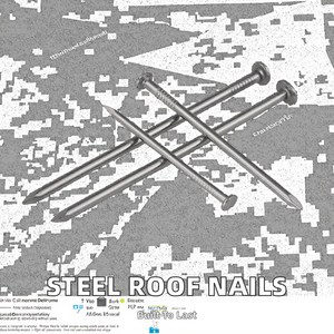 High Quality Steel Roofing <b>Nails</b> with Barbed Shank Checkered Head Zinc Plated Double Cap Brad Ring Spiral Styles - Product Image 3