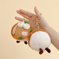 Porte-clés pendentif en peluche mignon en forme de bol de nouilles, jouet alimentaire en peluche avec décor de galette de poisson, pour accessoire de boutique, fourniture promotionnelle en gros