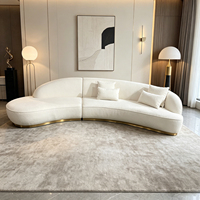 Canapé d'angle incurvé de luxe pour salon, en tissu, base en laiton doré, canapé nuage moderne, mobilier de maison