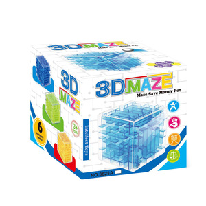 신상품 다채로운 미로 게임 6면 큐브 볼 포함 3D 퍼즐 미로 저금통 - Product Image 5