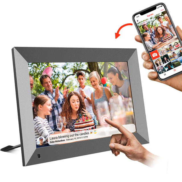 Digital Photo Frame KOHO Digital Picture Frame WiFi 10 Inch IPS Touch Screen Easy Share Photo Auto-play With 16GB Memory