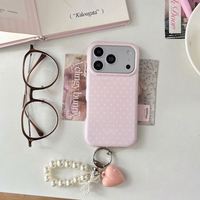 Coque de téléphone demi-enveloppante double couche unie à pois pour iPhone 17 Pro Max 16 Pro 15 – Housse de protection mignonne et élégante
