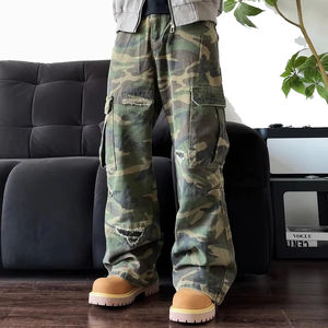 <span class=keywords><strong>Jeans</strong></span> da <span class=keywords><strong>Uomo</strong></span> Stile Hip Hop, Pesanti e Traspiranti, Pantaloni da Lavoro a Vita Media, Gamba Dritta, Denim Camouflage - Product Image 2
