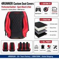 Housses de siège 4Runner sur mesure, fabrication directe usine, OEM ODM, cuir perforé avec surpiqûres losanges, rouge et noir