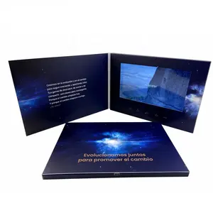 Customized A5 Size Hardcover Paper 7 Inch Lcd Video Brochure 10.1 Inch Hd Ips Tft White Video Brochure Blank Video Book