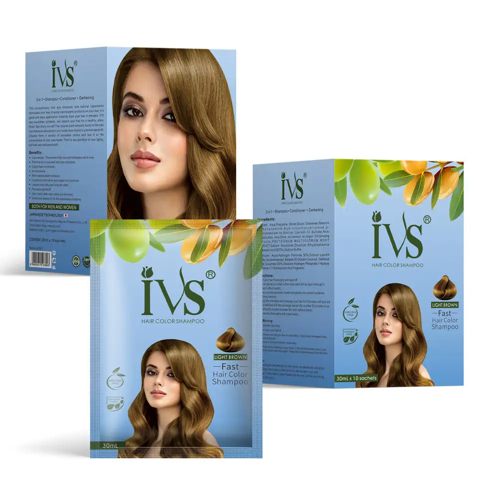 IVS लंबे समय तक चलने के लिए हल्के भूरे रंग के बाल डाई शैम्पू अपने बाल 1 में 3 ताज़ा प्राकृतिक हर्बल बालों का रंग शैम्पू महिलाओं के लिए