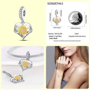 Nuevo Charm Cristiano 2025, Bonito Charm de Plata 925 con Colgante de Sol y Luna, Compatible con Pulsera/Collar Panda, Joyería de Lujo para Mujer, Regalo DIY - Product Image 4