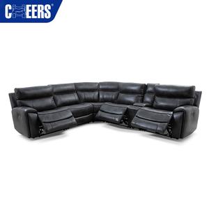 Canapé d'angle électrique <span class=keywords><strong>MANWAH</strong></span> en similicuir vegan noir moderne avec structure métallique pour salon, fauteuil inclinable surdimensionné - Product Image 3