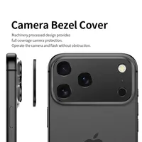 Pour iPhone 17 Pro : Cadre métallique anti-rayures pour objectif, protection d'objectif creuse, film mince, autocollant noir, orange, argenté