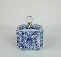 Pot décoratif en porcelaine bleu et blanc fait à la main petit pot de stockage en céramique antique pour la décoration intérieure