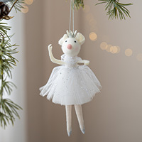 Pendentif ange de Noël en peluche écologique, fait main, personnalisé, en forme de souris de ballet, dansante, pleine couleur, pour arbre de Noël