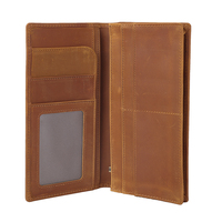 Dompet Kulit Asli Panjang TIDING Logo Kustom Cokelat Vintage RFID Kulit Crazy Horse 2025 Dompet Panjang Pria Terlaris
