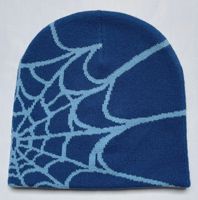 Topi rajutan jacquard motif jaring laba-laba unisex pria, logo custom, hangat, cocok untuk aktivitas luar ruangan, gaya jalanan, dewasa